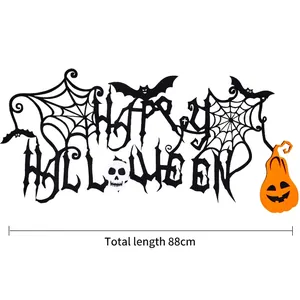 Halloween party decoration kit with Happy Halloween felt banner and pumpkin elements, 88cm