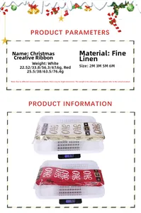 Tabla de pesos para cinta navideña HO HO HO de lino en rojo y blanco, varias tallas