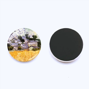 Detail of Van Gogh oil painting glass fridge magnet with magnetic back and landscape art