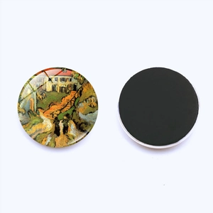Artistic round Van Gogh oil painting glass fridge magnets with strong magnetic back