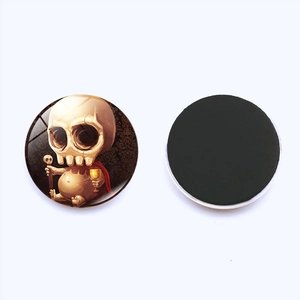 Skull baby illustration 25mm glass fridge magnet with magnetic back on white background