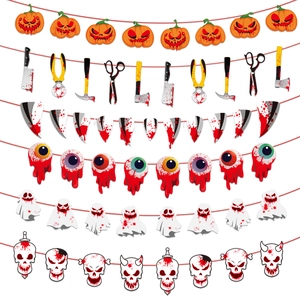 Set di striscioni di Halloween con attrezzi insanguinati e fantasmi per decorazioni feste