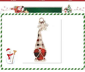 Gnome Christmas wooden ornament detail showing snowflake patterns and measurements