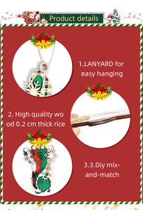 Detail of 0.2cm thick wooden Christmas gnome ornaments with hanging lanyards for DIY