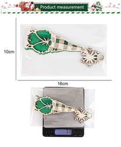 Detailed view of wooden gnome ornament with dimensions 16x10cm and weight 7.7g