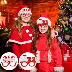 Christmas party glasses set featuring gnomes and 2026 glitter frames for kids