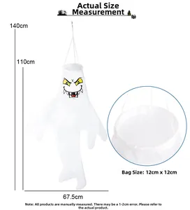 Größentabelle für Halloween-Geisterwindmühlen mit 110 cm Körperhöhe und 67,5 cm Breite