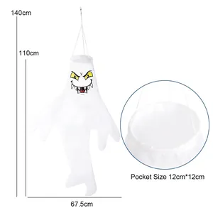 Halloween διακόσμηση φάντασμα 140cm κρεμαστό εξωτερικού χώρου από λευκό ύφασμα στολίδι