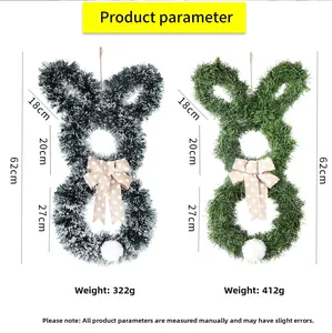 Detailed view of Easter bunny wreath dimensions and weight for home wall decoration