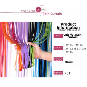 Detail of colorful PET tinsel foil curtains for party wall backdrop decoration