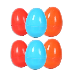 Set di 6 uova di Pasqua LED colorate in rosso, blu e arancione con finitura in plastica lucida