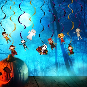 Halloween hanging swirl decorations with ghost and vampire cards for party ceiling decor