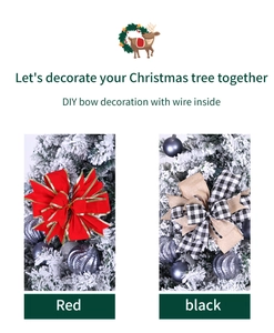 Detalle de lazos navideños de terciopelo rojo y cuadros con alambre flexible interior