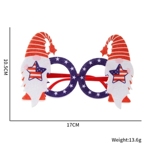 Detailed dimensions of USA Independence Day gnome glasses with red and white star pattern