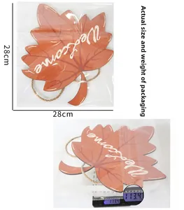 Detailed size measurement and weight test of maple leaf welcome sign for autumn decor