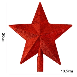 Red glitter 20cm Christmas tree topper star ornament for festive party decorations