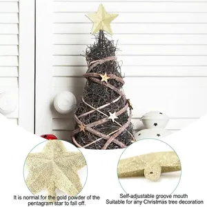 Golden glitter star tree topper with adjustable base for Christmas party decoration