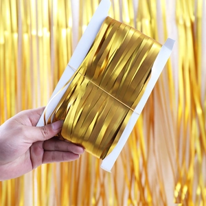 Tenda a frange in oro opaco da 2 m su carta per decorazione sfondo festa compleanno
