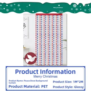 Detailed PET tinsel curtain featuring red blue white peace dove patterns for party decor