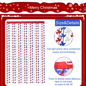 Dove party fringe curtain with adhesive backing for festive Christmas wall decor