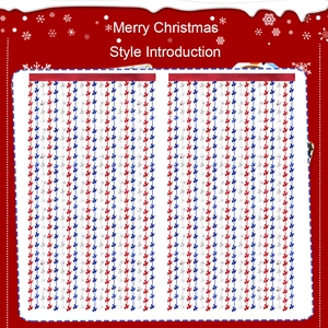 Detail of Christmas tinsel curtain with red, white and blue bird-shaped ornaments