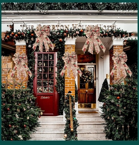 Lote de 5 lazos de Navidad rústicos de lino con diseño de camión rojo y texto festivo