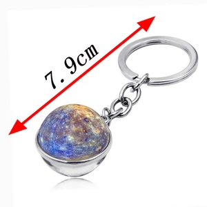 7.9cm Galaxy Universe planet double-sided glass ball keychain with galaxy pattern