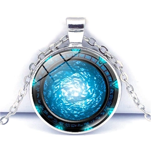 Portal Wirbel Zeit Edelstein Anhänger Halskette Zinklegierung Glas Cabochon Mystischer Schmuck Für Herren Damen Alltag