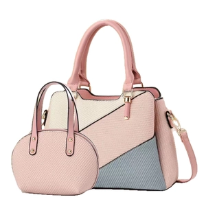 Schickes Handtaschen-Set mit Color-Blocking und Schultergurt in Rosa, Creme und Blau