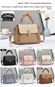 Detailed grid showing seven macaron colors and specific dimensions of the handbag