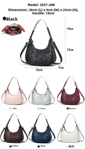 Detailed size chart and multi-color selection for the pleated faux snake hobo bag