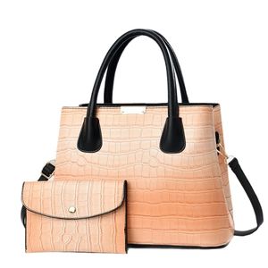 Set borsa a mano con motivo a pietra sfumato arancione-rosa con manico e tracolla