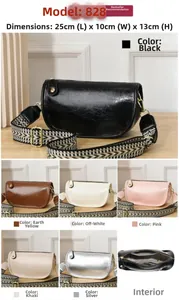 Detail view of crescent crossbody bag dimensions 25x10x13cm with woven shoulder strap