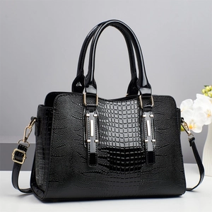 Luxury Crocodile Embossed PU Leather Handbag Women Elegant Large Capacity Shoulder Bag With Detachable Strap Fashion Tote