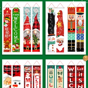 Détails de bannières de Noël festives avec motifs de Père Noël et de Casse-Noisette