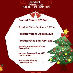 Gráfico detallado de lazo de cuadros navideño DIY dimensiones 24,5cm x 17,7cm para árbol