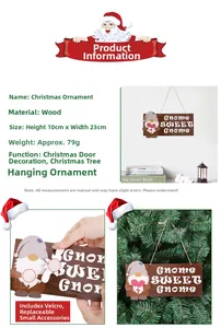 Detail of wooden gnome door sign showing interchangeable Velcro parts and dimensions