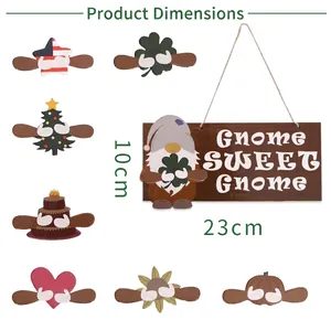 DIY Christmas gnome wooden door sign size chart with interchangeable seasonal accessories