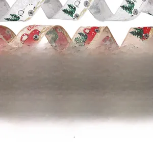 Detailed view of Christmas ribbons with wire edges for easy shaping and holiday patterns