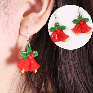 Orecchini a Pendente di Natale Cartoon Plastica Babbo Natale Pupazzo di Neve Albero di Natale Campanella Fiocco di Neve Orecchini per Festa Vacanza Gioielli Donna Bambini Regalo