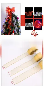 Width comparison of 3.8cm, 5cm, and 6cm LED lighted Christmas mesh ribbons in various colors