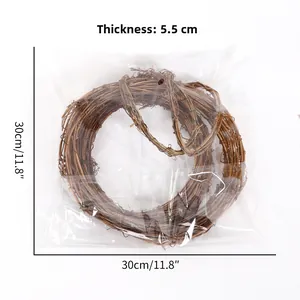 Close-up of 30cm wicker Easter bunny wreath base with thickness dimension 5.5cm