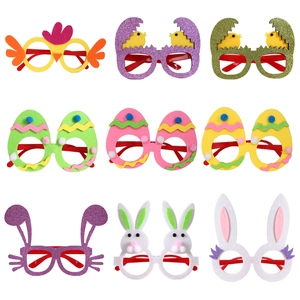 Easter Party Glasses Funny Bunny Ear Chick Egg Pattern Eyeglass Frames Glitter Decoration For Holiday Celebration Favors
