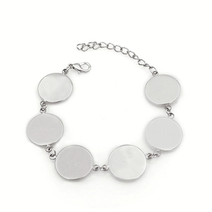 Silver Van Gogh Starry Night bracelet with circular glass gemstone charms and lobster clasp