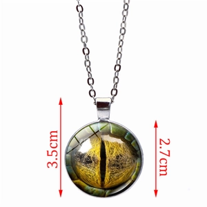 Dragon eye time gem necklace with size markings showing 2.7cm diameter on white background