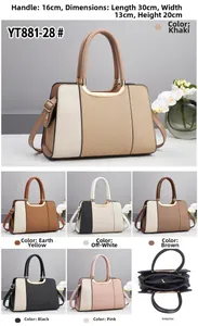 Detailed size chart for a stylish contrast color handbag with dimensions 30x13x20cm