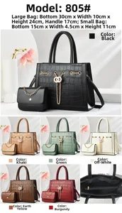 Detail view of crocodile-patterned tote and chain bag set in six elegant colors