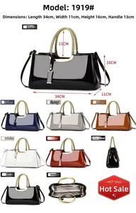 Spécifications de taille détaillées et options de couleurs pour sac à main en cuir verni