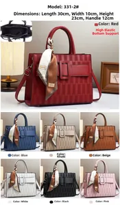 Detailed view of embossed tote bag dimensions 30x10x23cm and multi-color selection