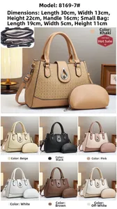 Detail of 2-piece tote bag set with geometric embossing and teardrop metal twist lock